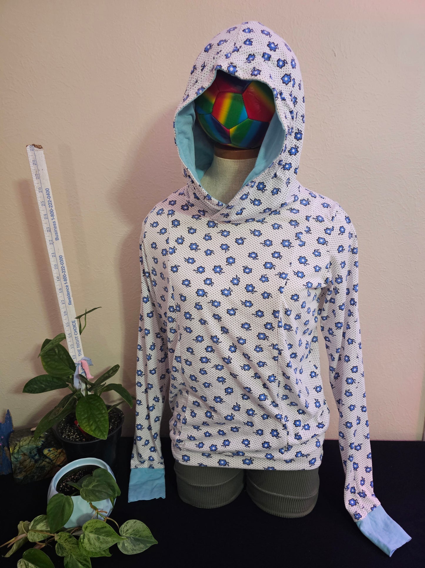 Blue Floral Hoodie