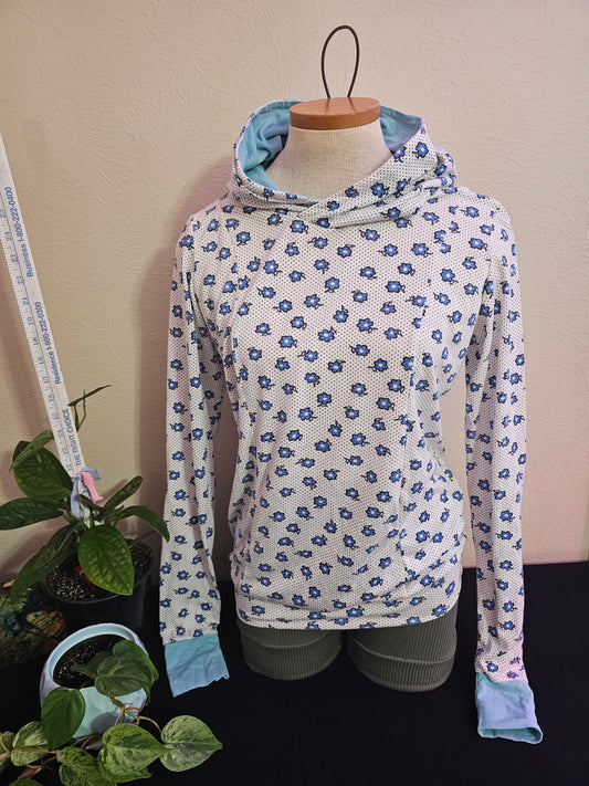 Blue Floral Hoodie